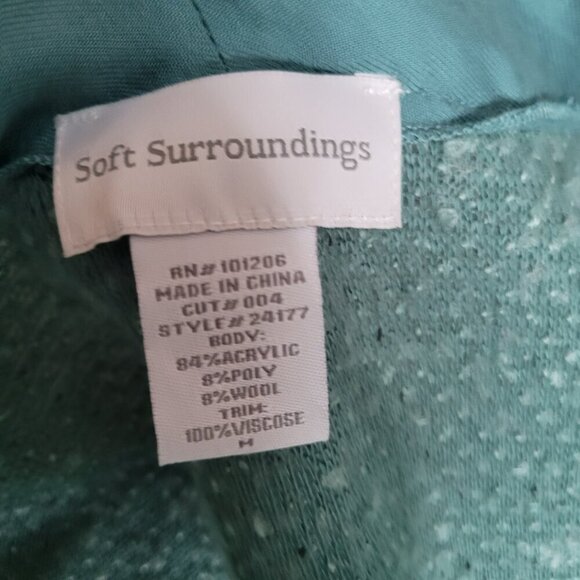 Soft Surroundings Green Wool Blend Open Cardigan Sweater - Size Medium - Picture 4 of 8
